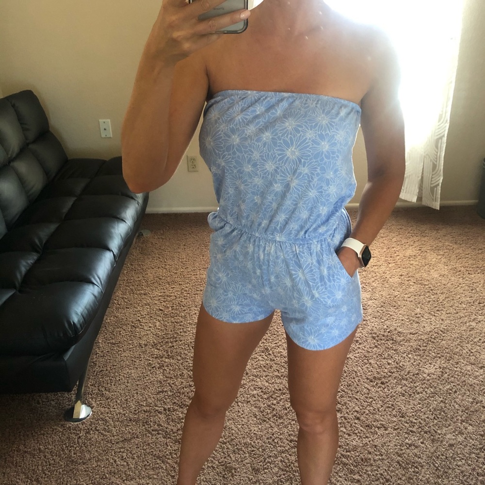 Baby Blue Floral Romper